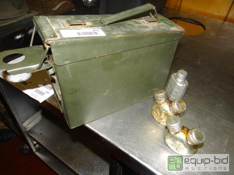 lot 455 image: Military ammo box full of small military oil ...