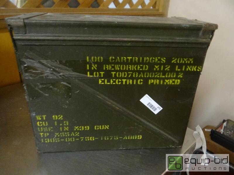lot 475 image: Large metal Military ammo can. 20mm ammo can....