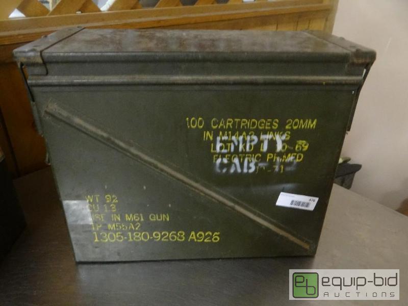 lot 476 image: Large metal Military ammo can. 20mm ammo can....
