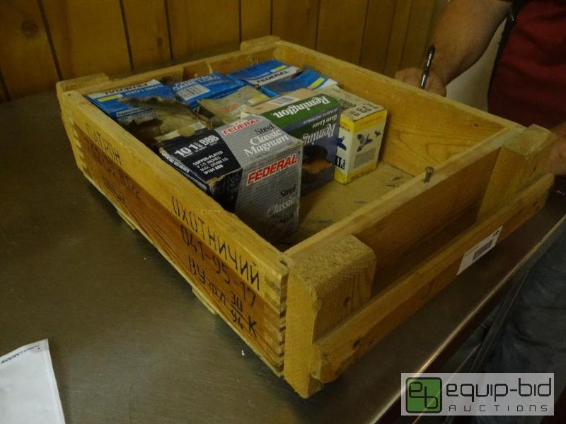 lot 485 image: Wooden Russian ammo box with 9 partialfull b...