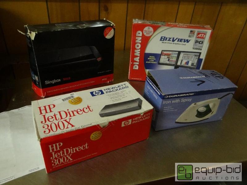 lot 492 image: HP jet direct 300x, Diamond bizview, iron, Sl...