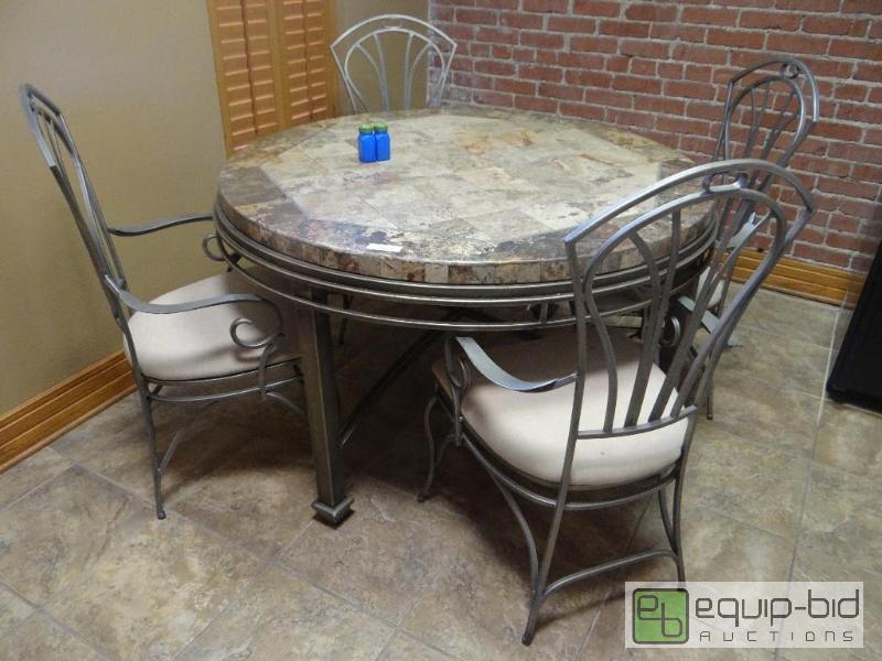 lot 507 image: Nice looking metal framed dining style table ...