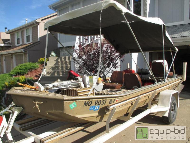 lot 5 image: 16 Extra Wide Jon Boat with Trailer