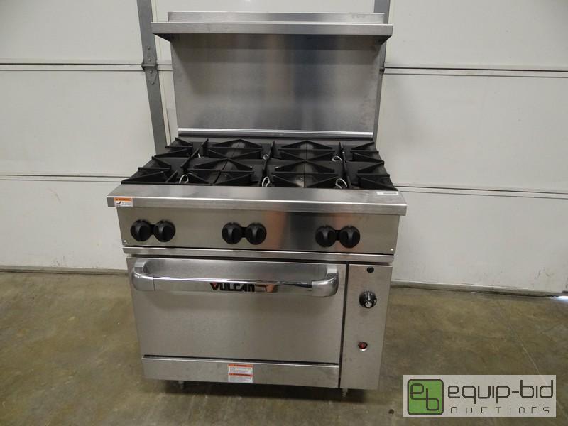 lot 1004 image: Brand New Vulcan Six Burner Gas RangeOven Mo...