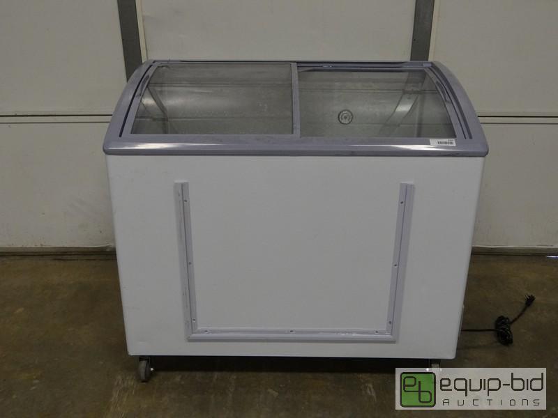 lot 1034 image: Sliding Top Freezer Showcase  On Casters  Mo...
