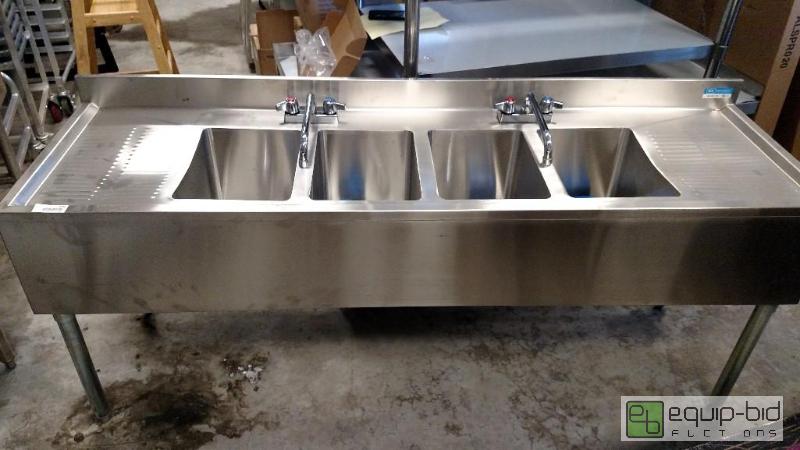 lot 1088 image: New Stainless Steel Bar Sink with Four Wells ...