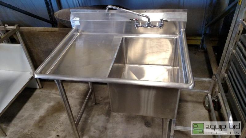 lot 1089 image: Winholt Stainless Steel Sink with Left Side D...