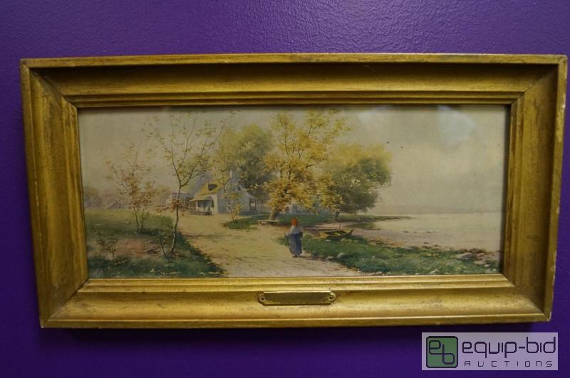 lot 7001 image: Carl Weber  Scene of Person by the Lake wRo...