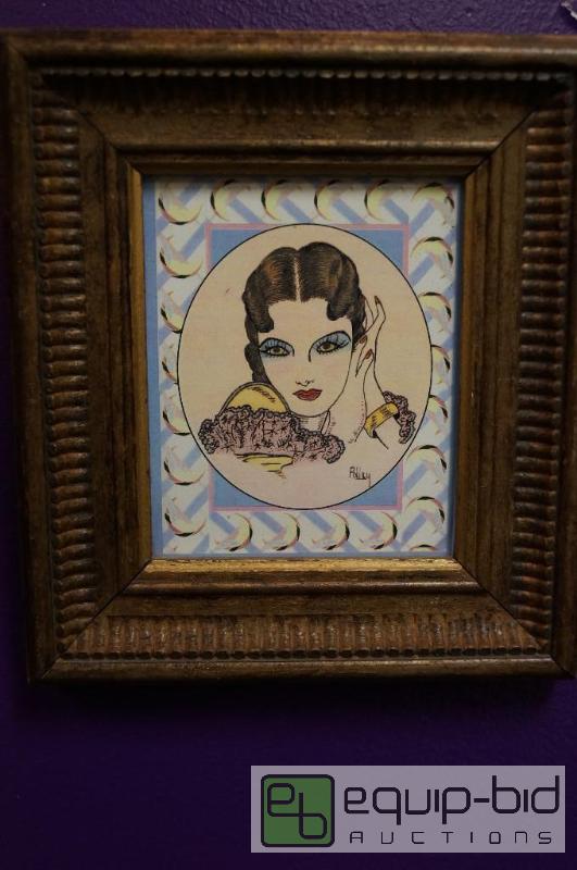 lot 7003 image: Small Framed Etching by Polley  Frame 7.5 H ...