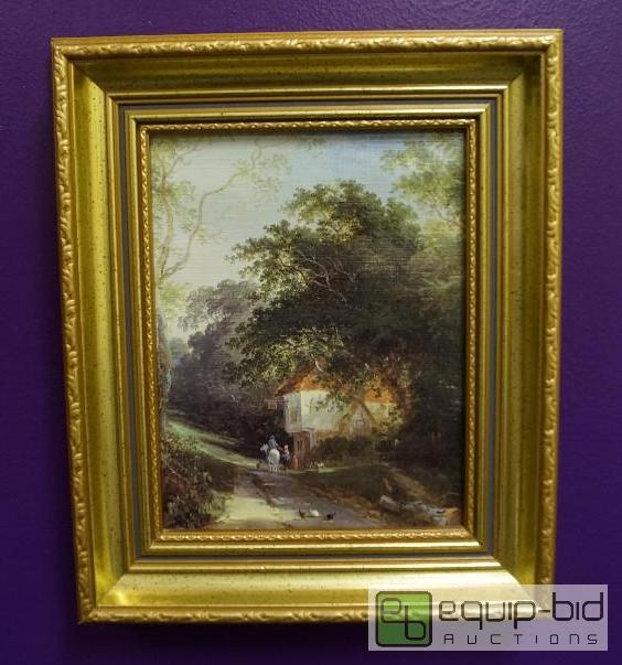 lot 7007 image: Cottage Country Scene Printed on Canvas  Nic...