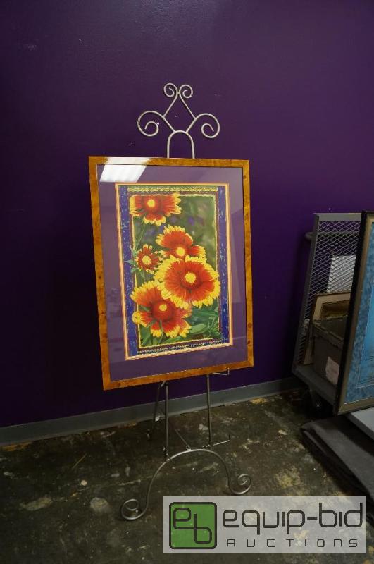 lot 7025 image: Large Flower Print with Burlewood Frame  Lar...