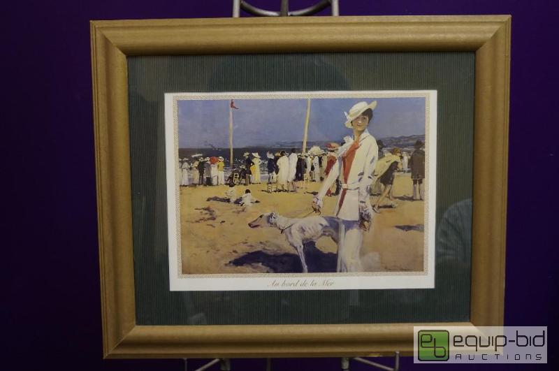 lot 7029 image: Au Bord dela Mer Picture  Woman wDog  Matt...