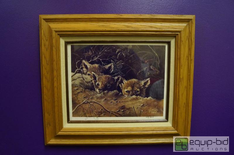 lot 7034 image: Baby Foxes Picture  441500  Matted and Fra...