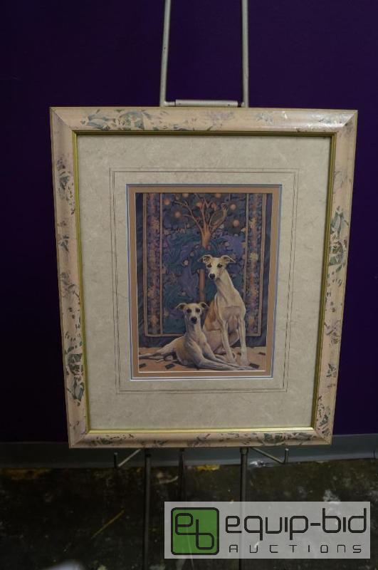 lot 7036 image: Two Dog Picture  Very Nice Matted and Frame ...
