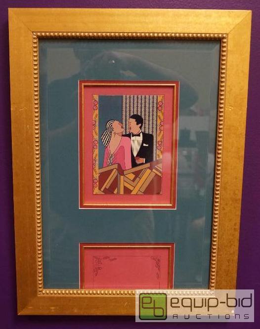lot 7037 image: Very Nice FramedMatted  Couple at Bar  Osh...