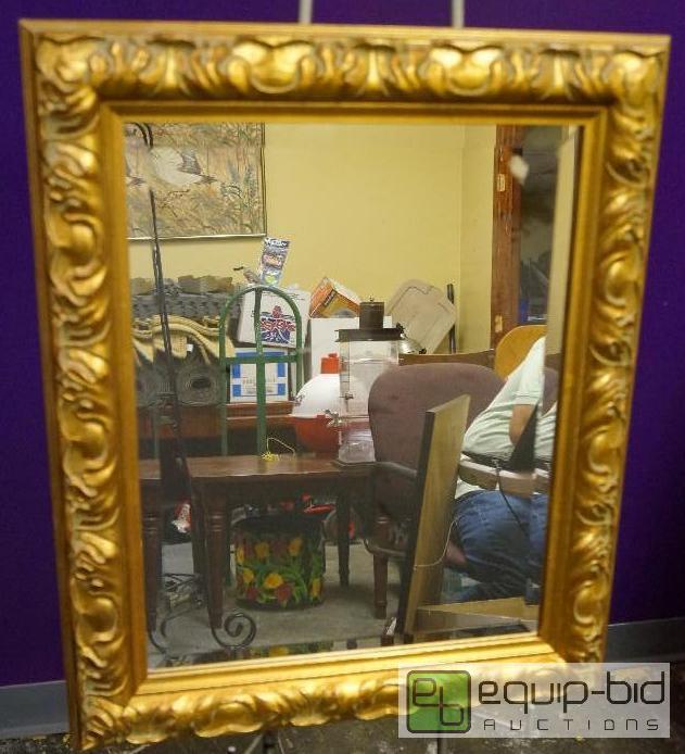 lot 7042 image: Beveled Heavy Mirror on Gold Frame (2 of 2) V...