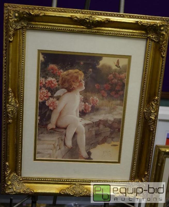 lot 7047 image: Nice Gold Frame  Child Angel  Leggie Peage ...