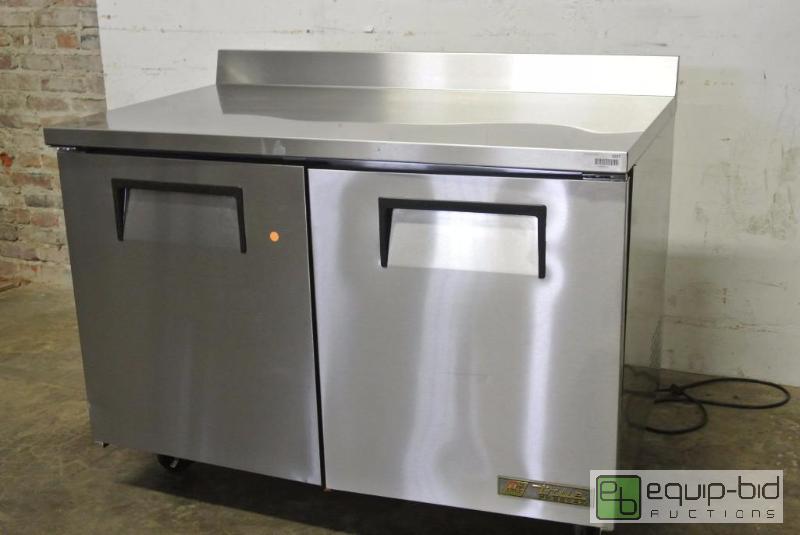 lot 1037 image: True Stainless Steel Worktop Two Door Freezer On Casters