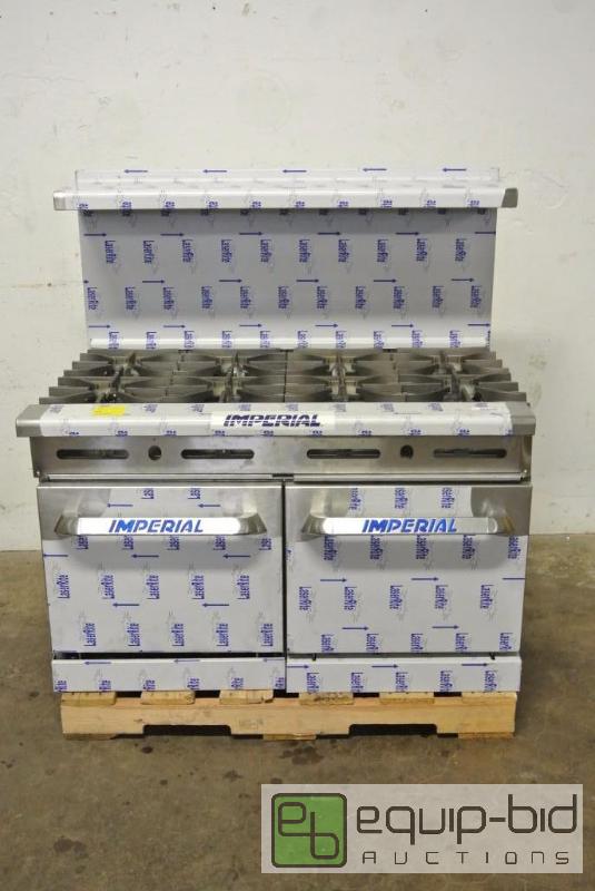 lot 1067 image: Imperial Natural Gas 8 Burner Range with 2 Ovens