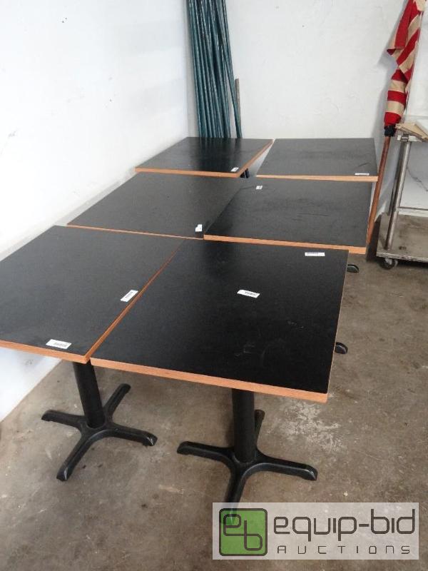 lot 1099 image: Lot of 24in x 30in Black Laminate Top Tables