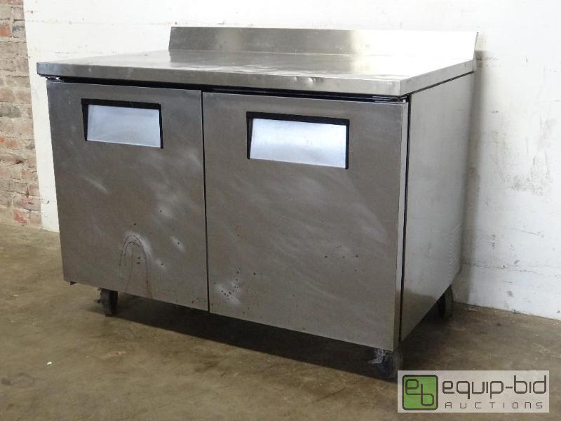 lot 1145 image: True 48in Worktop Table with Back Splash