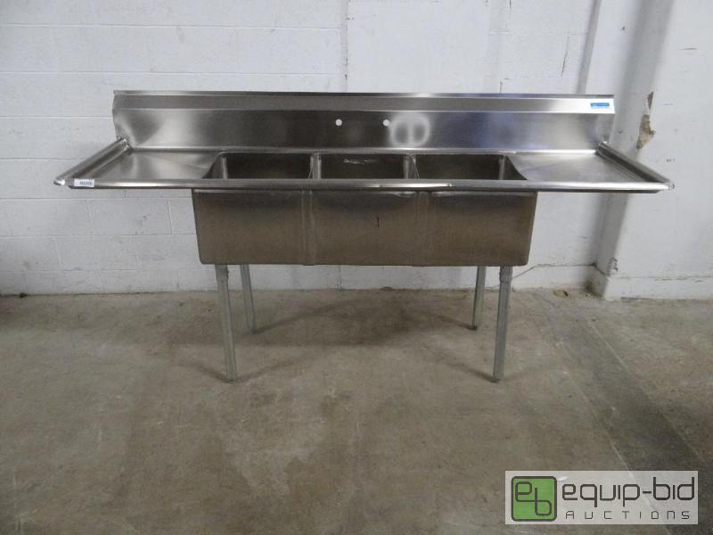 lot 1177 image: B and K 3 Bay Sink with Drain Boards