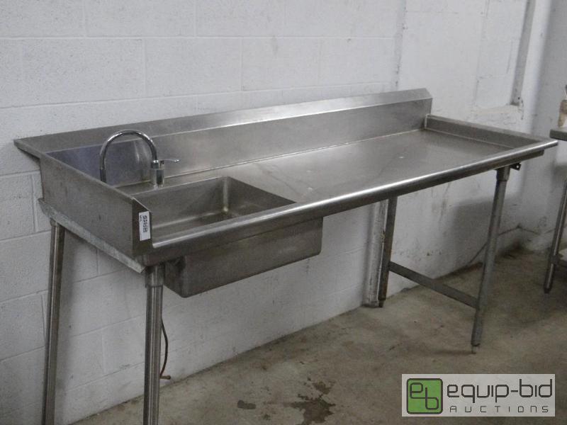 lot 1184 image: Stainless Single Well SinkPrepping Drain Board