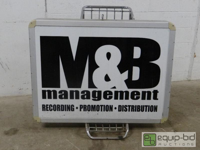 lot 1190 image: Aluminum Framed Back Lit Sign and Luggage Dolly