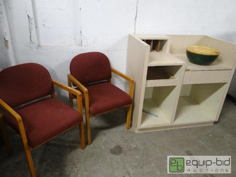 lot 1266 image: Check Out Counter with (2) Chairs