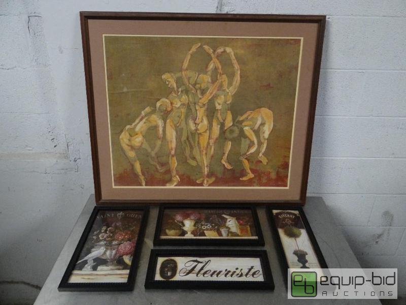 lot 1276 image: (5) Framed Wall Art Pieces