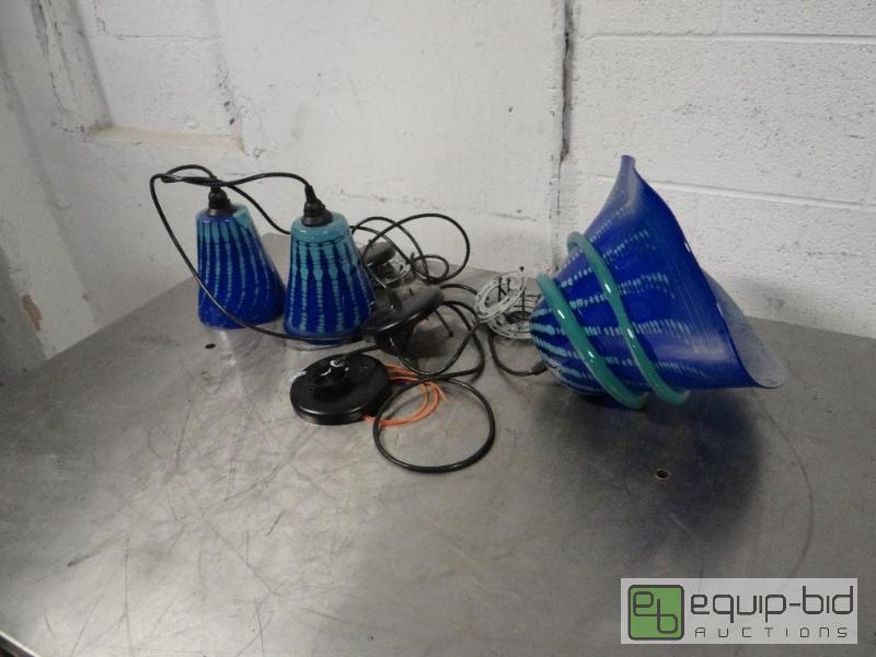lot 1278 image: (3) Hand Blown Light Fixtures