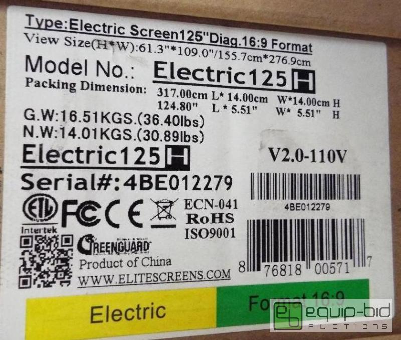 lot 5356 image: Elite Screen 125H   May Have Shipping Damage...