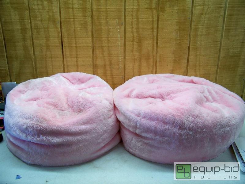 lot 1041 image: 2 Plush Pink Bean Bag Chairs