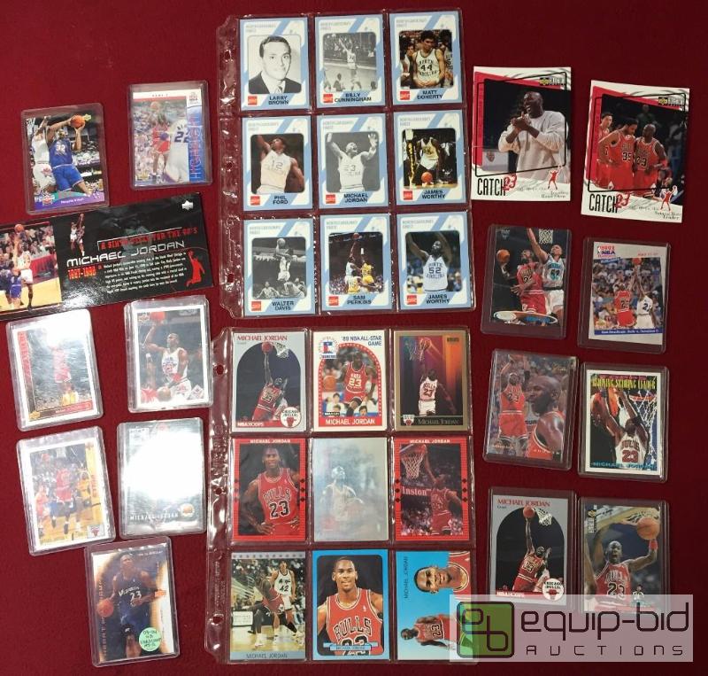 lot 1029 image: INCREDIBLE MICHAEL JORDAN 34 CARD LOT INCLUD...