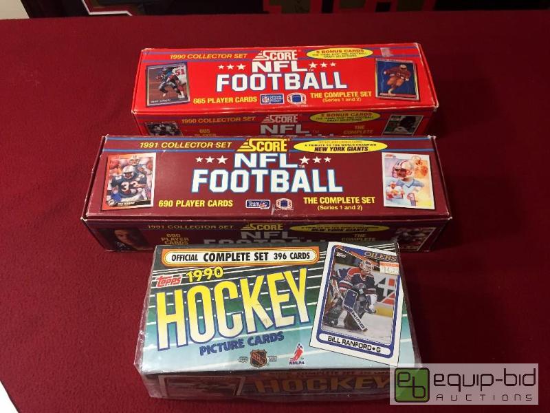 lot 1063 image: (3) COMPLETE FACTORY SETS FOOTBALL  HOCKEY  ...