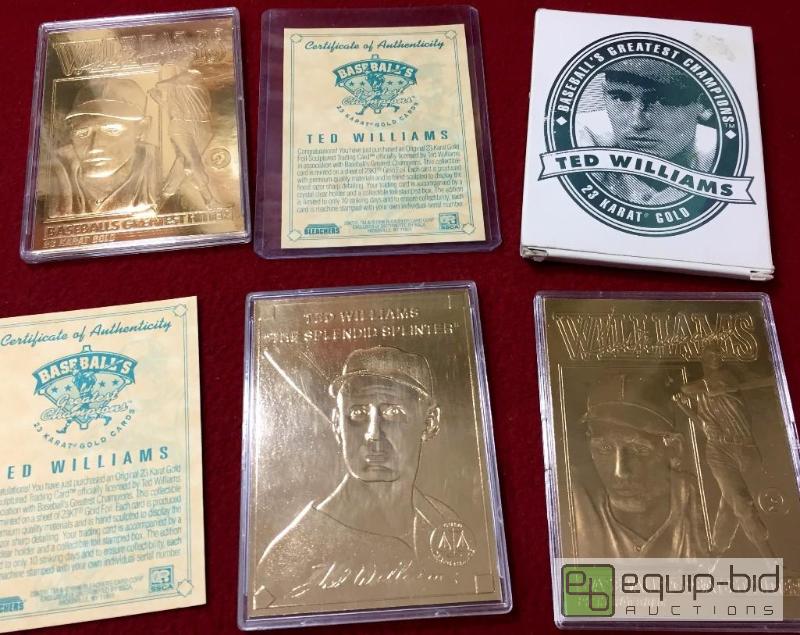 lot 1078 image: (3) TED WILLIAMS 23 KARAT GOLD CARDS  WE ARE ...