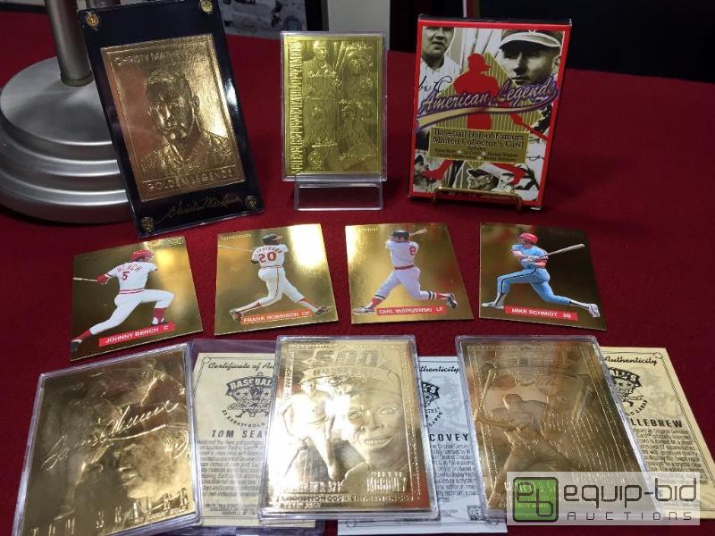 lot 1083 image: LOT OF 9 HALL OF FAMER 23 KT. GOLD CARDS  (1)...