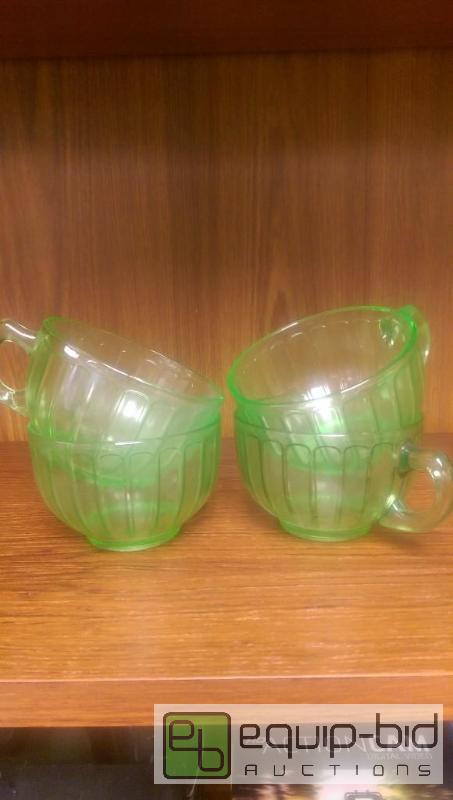 lot 258 image: VaselineUranium Glass Tea Cups...