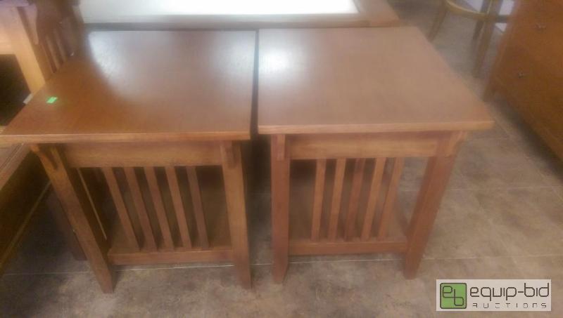 lot 28 image: Mission Style End Tables...