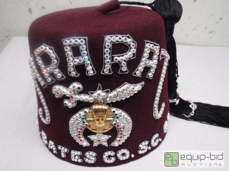 lot 78 image: ARARAT SHRINE FELT JEWELED FEZ with Tassel Pr...