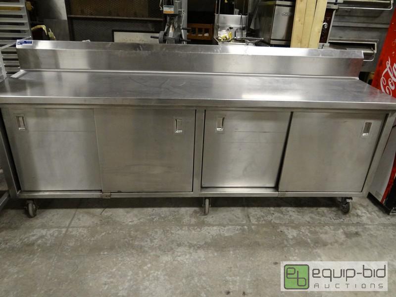 lot 1700 image: Completely Stainless Steel 96Inch Table With Storage Below