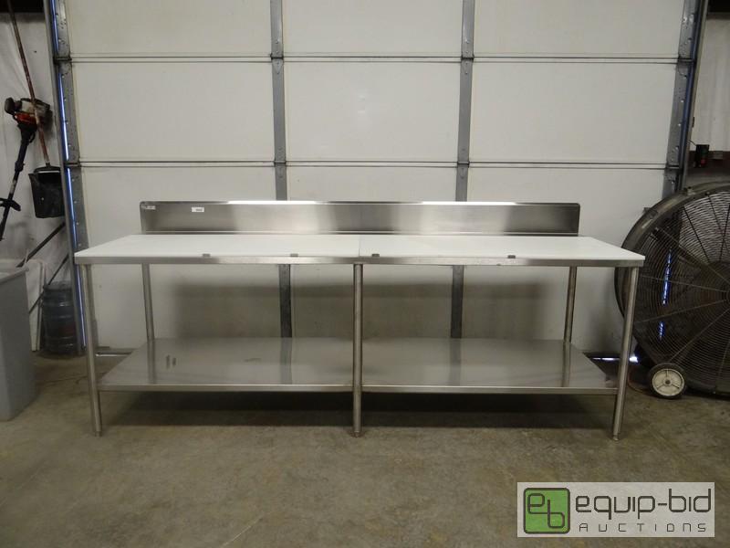 lot 764 image: New Winholt 95 Inch Poly Top Butchers Table