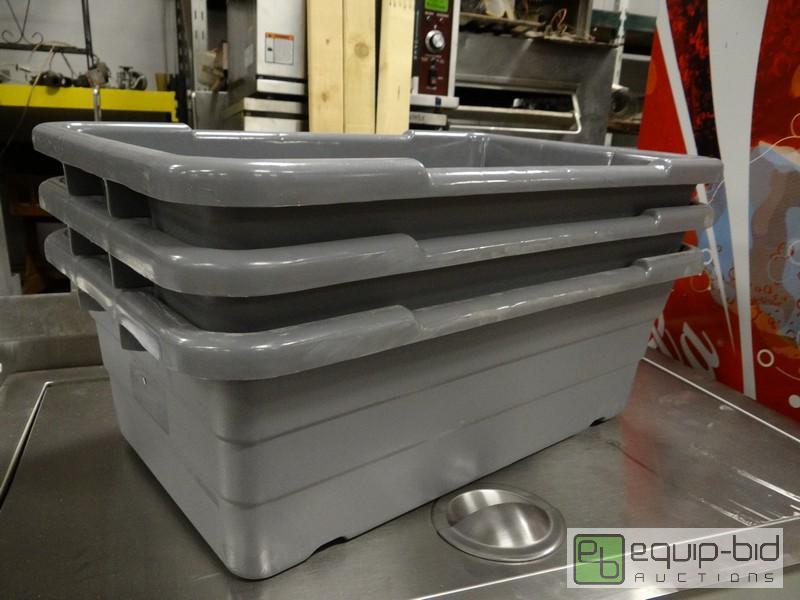 lot 795C image: (3) New Plastic Meat Lug Tubs