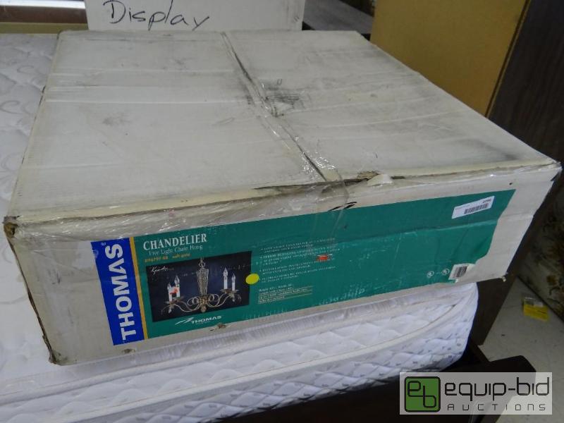 lot 2096 image: New in box 5 light chain hung chandelier....