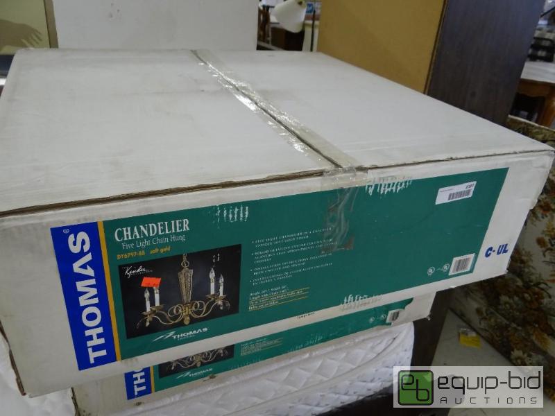 lot 2097 image: New in box 5 light chain hung chandelier....