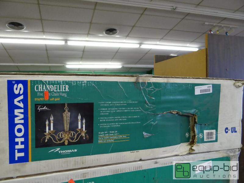 lot 2099 image: New in box 5 light chain hung chandelier....