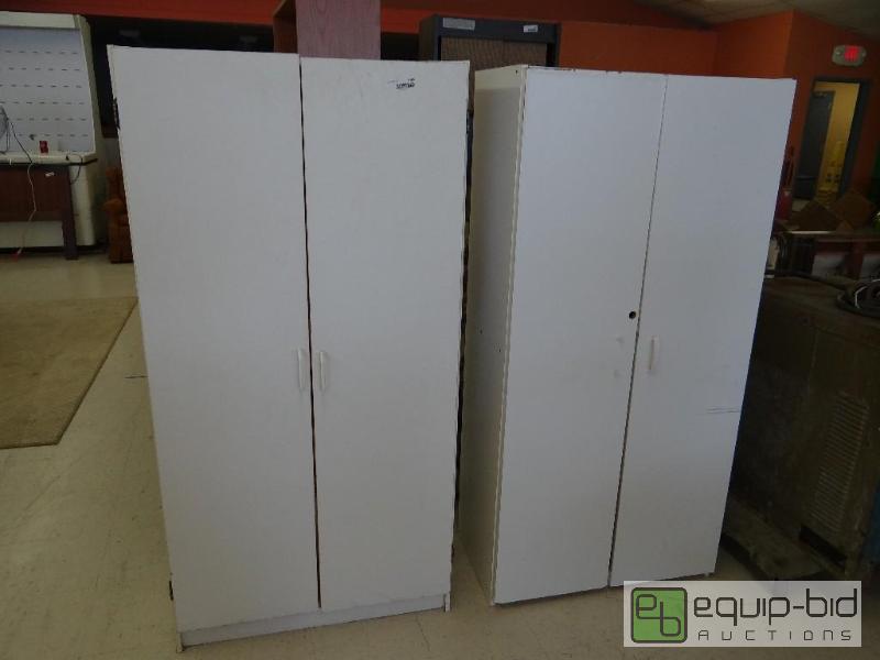 lot 2105 image: Lot of 2 storage cabinets with doors....