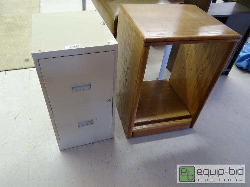 lot 2151 image: Wood cabinet and 2 dr file cabinet....