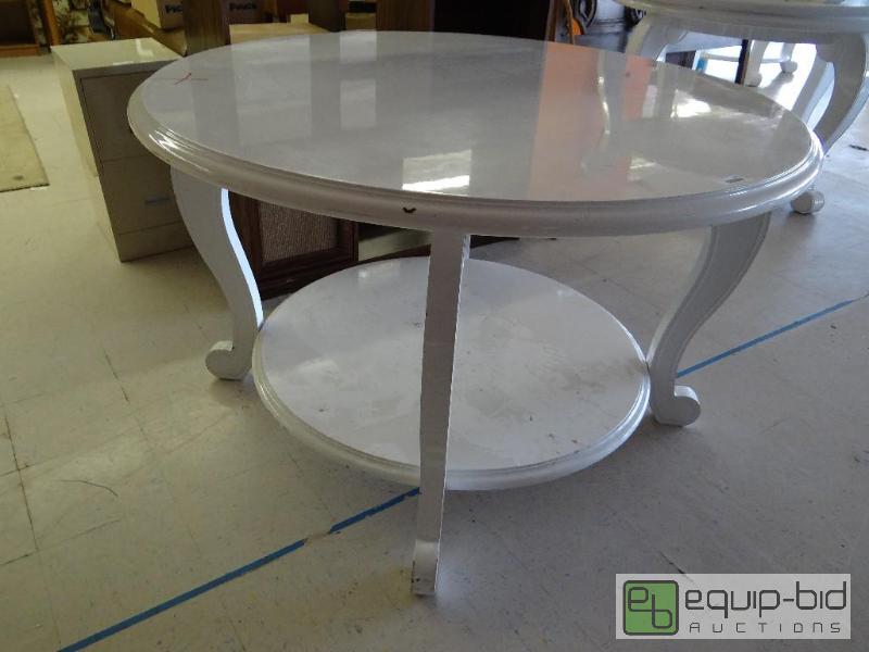 lot 2161 image: Large heavy round store display tables.  Thes...