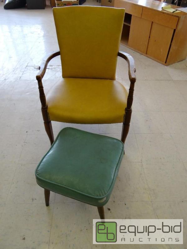 lot 2215 image: Vintage chair and foot stool....